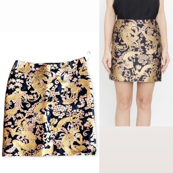NEW Versace Jacquard Mini Skirt, Black Pink Gold, Size US 2 , EU 38 New w/Tag - Picture 11 of 12